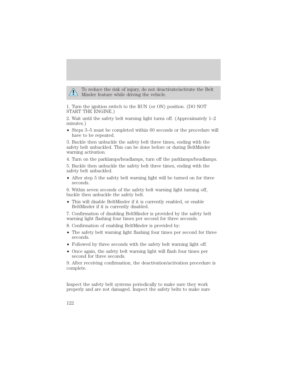 Seating and safety restraints | FORD 2002 Ranger v.1 User Manual | Page 122 / 288