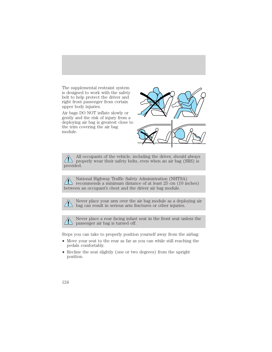 Seating and safety restraints | FORD 2002 Ranger v.1 User Manual | Page 124 / 288