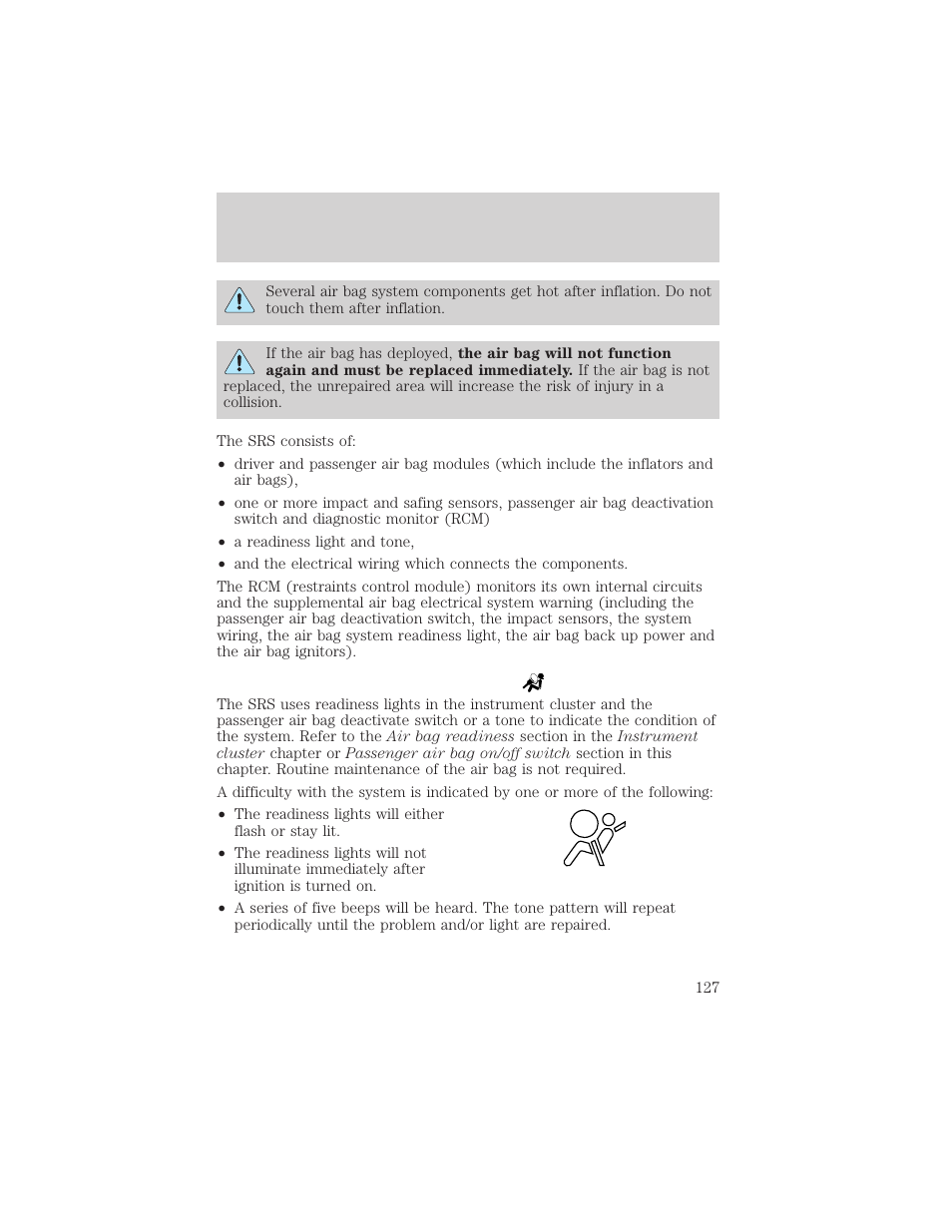 Seating and safety restraints | FORD 2002 Ranger v.1 User Manual | Page 127 / 288