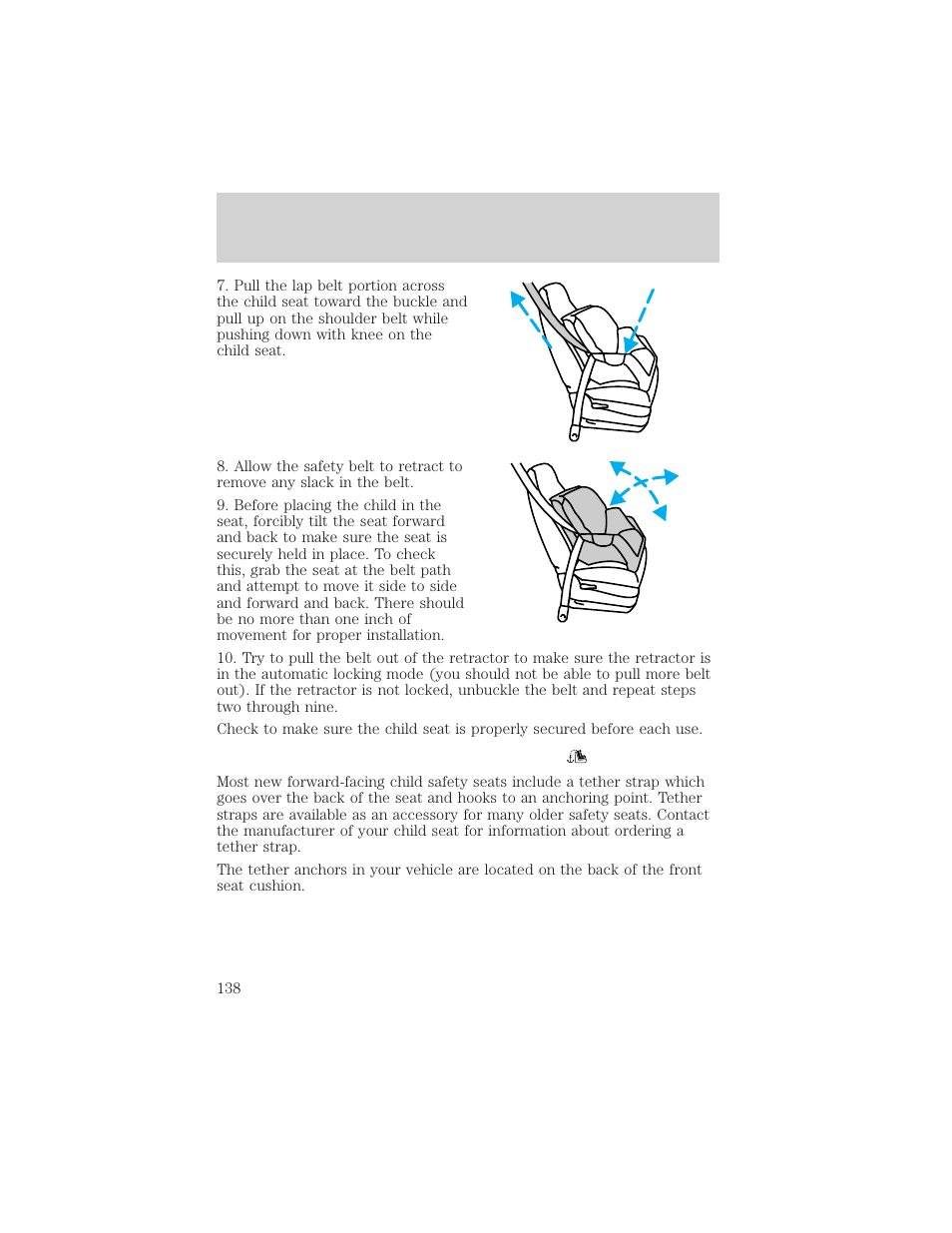 Seating and safety restraints | FORD 2002 Ranger v.1 User Manual | Page 138 / 288