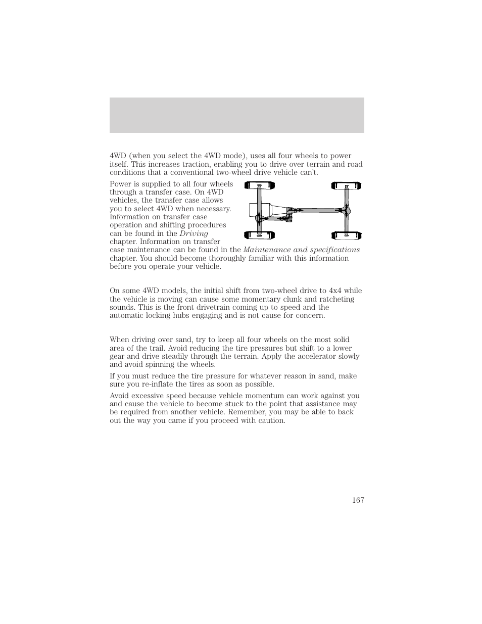 Driving | FORD 2002 Ranger v.1 User Manual | Page 167 / 288