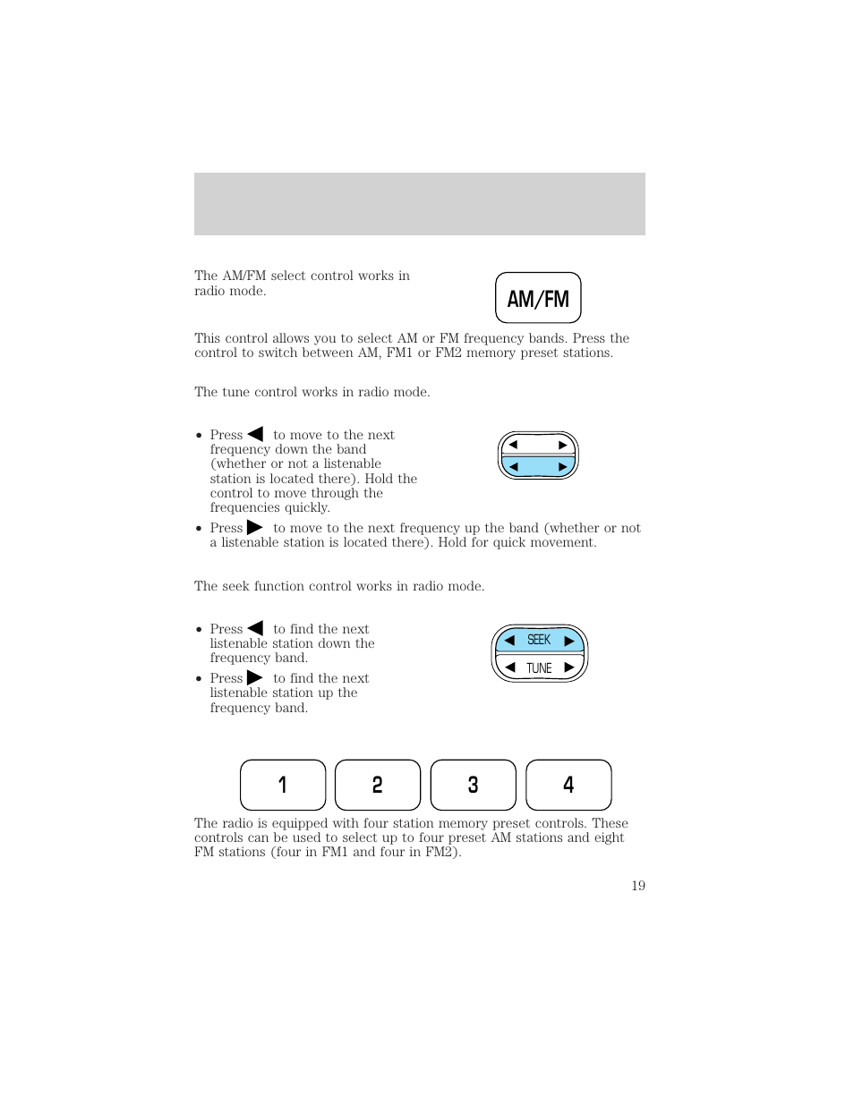 Am/fm, Entertainment systems | FORD 2002 Ranger v.1 User Manual | Page 19 / 288