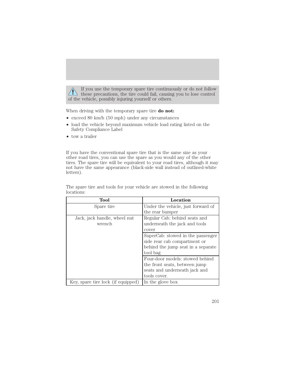 Roadside emergencies | FORD 2002 Ranger v.1 User Manual | Page 201 / 288