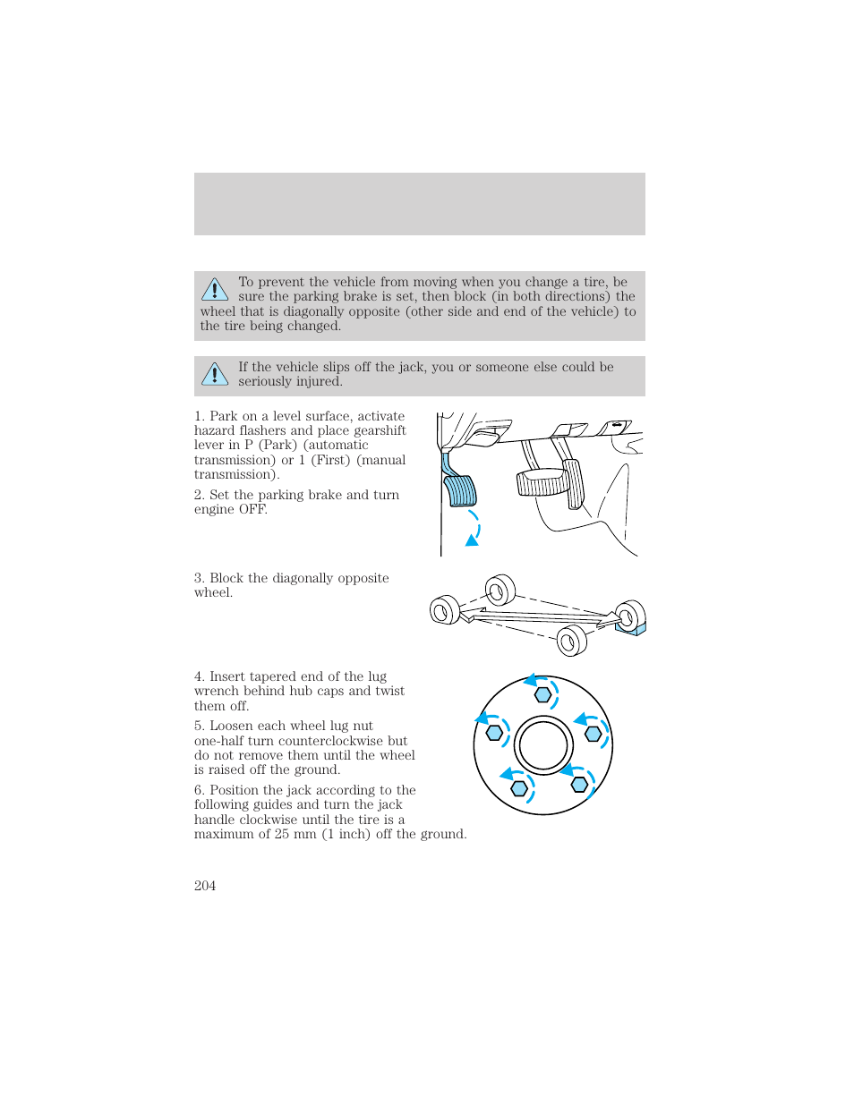 Roadside emergencies | FORD 2002 Ranger v.1 User Manual | Page 204 / 288