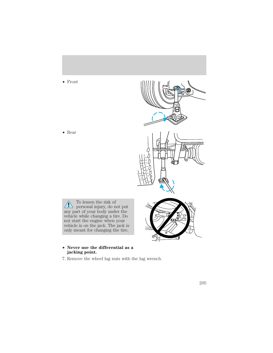 Roadside emergencies | FORD 2002 Ranger v.1 User Manual | Page 205 / 288