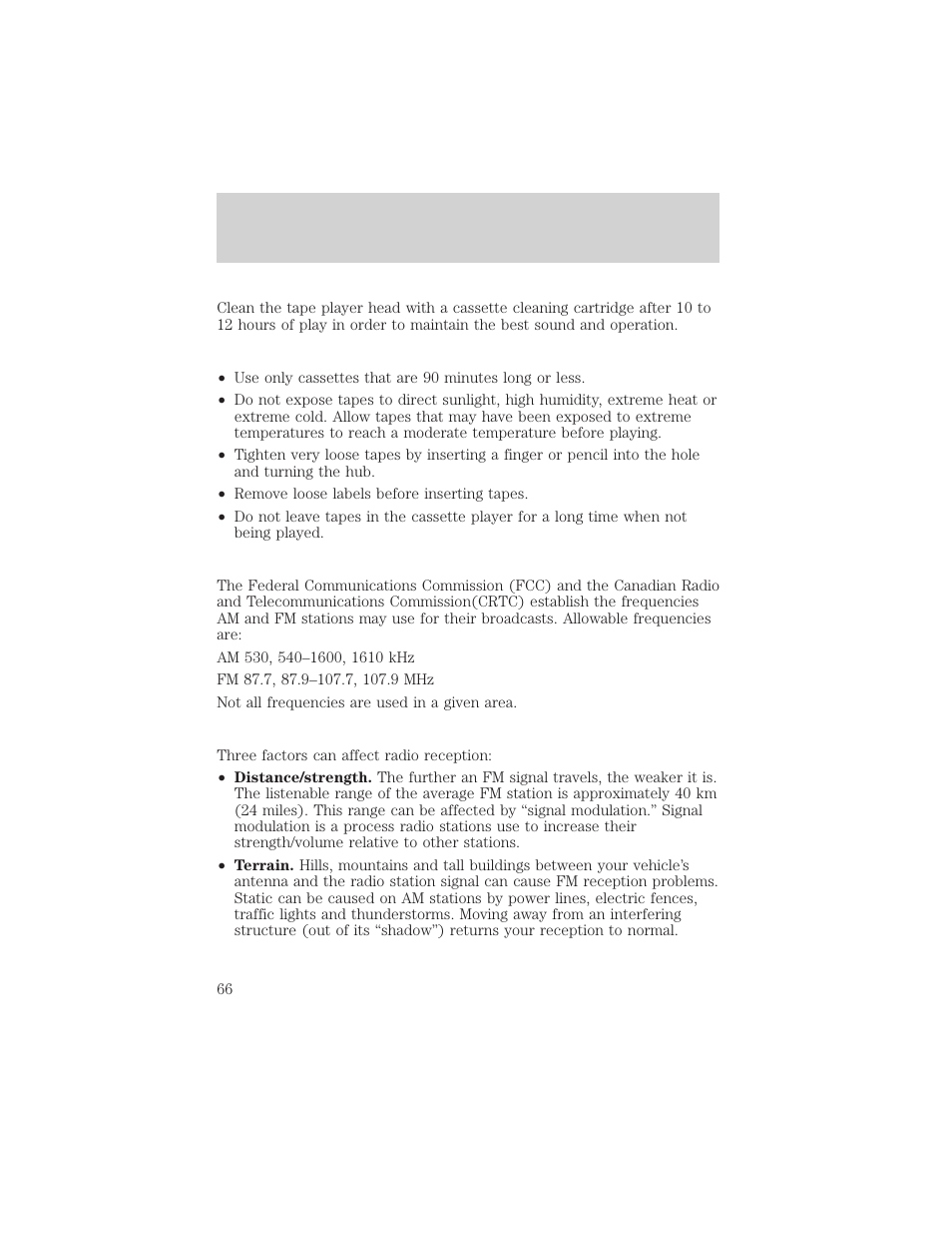 Entertainment systems | FORD 2002 Ranger v.1 User Manual | Page 66 / 288