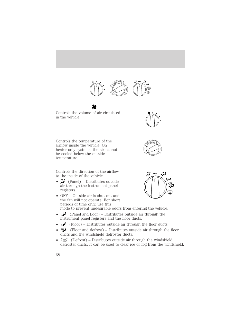 Climate controls | FORD 2002 Ranger v.1 User Manual | Page 68 / 288