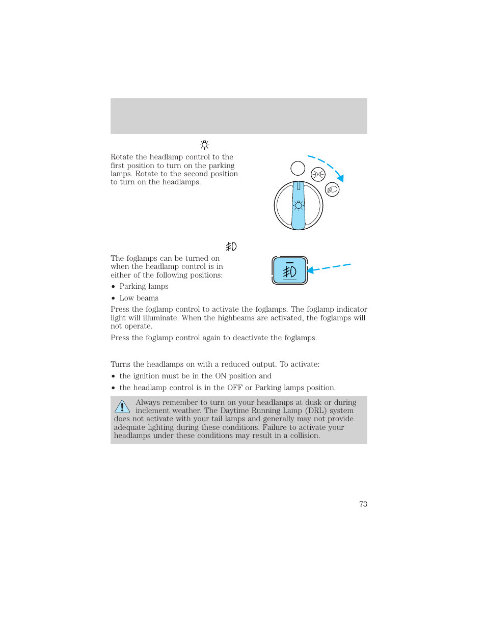 Lights | FORD 2002 Ranger v.1 User Manual | Page 73 / 288