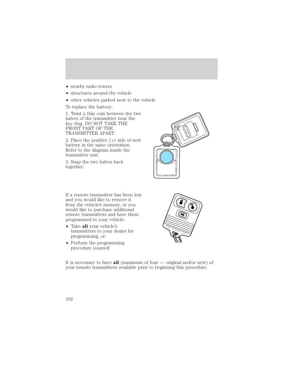 Locks and security | FORD 2002 Ranger v.2 User Manual | Page 102 / 288