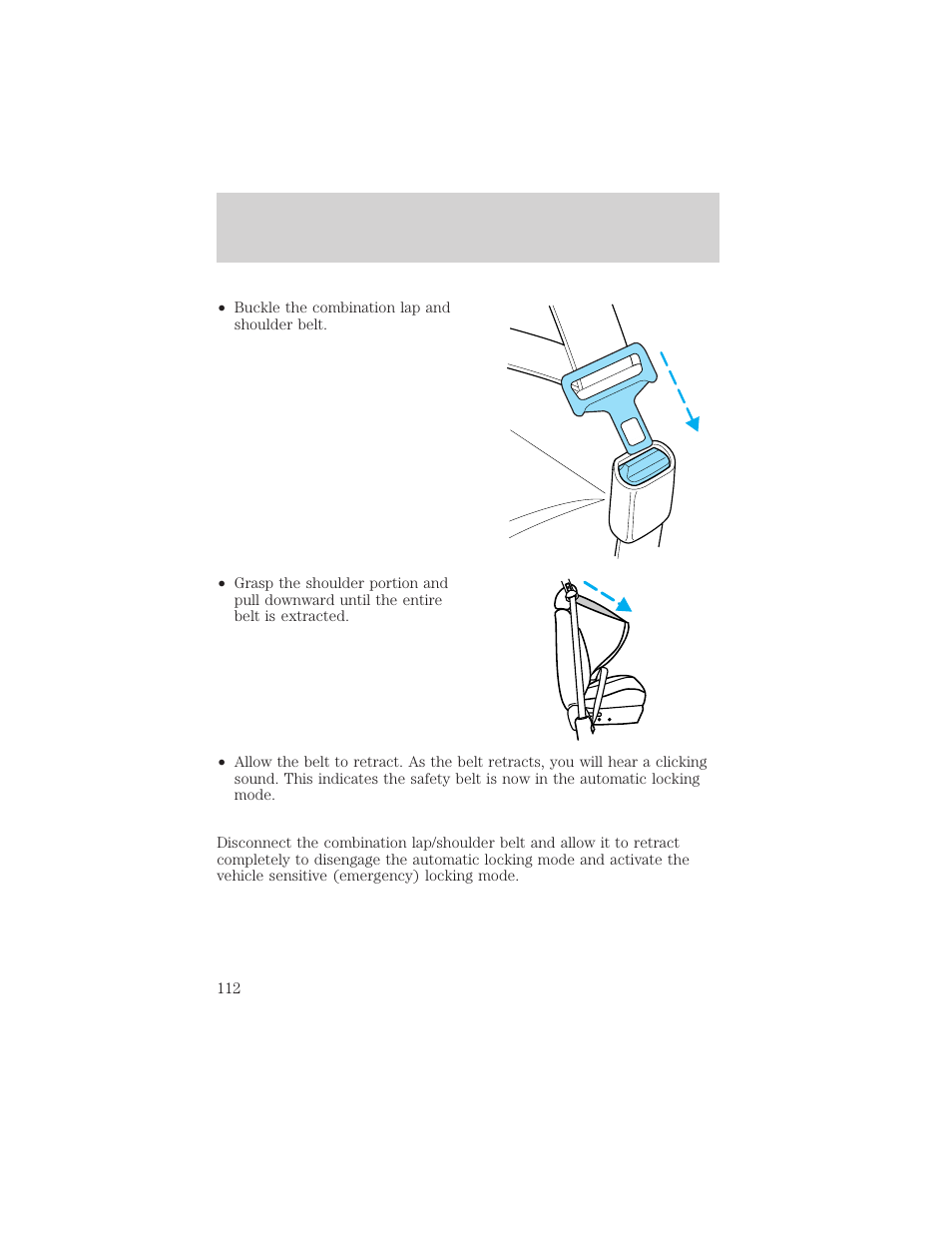 Seating and safety restraints | FORD 2002 Ranger v.2 User Manual | Page 112 / 288