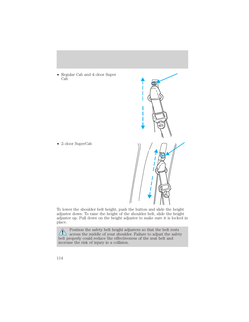 Seating and safety restraints | FORD 2002 Ranger v.2 User Manual | Page 114 / 288