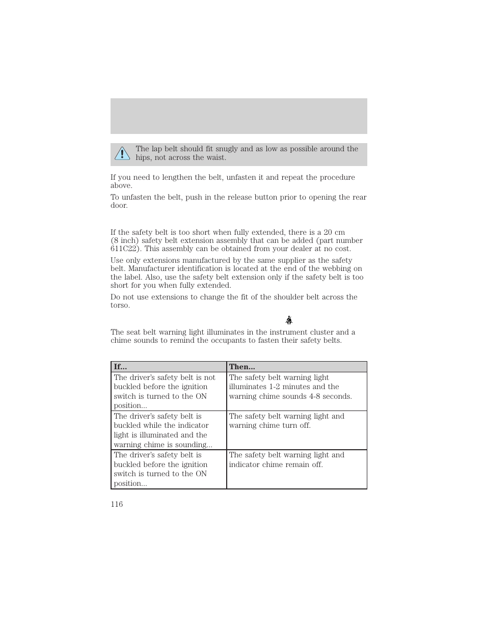 Seating and safety restraints | FORD 2002 Ranger v.2 User Manual | Page 116 / 288