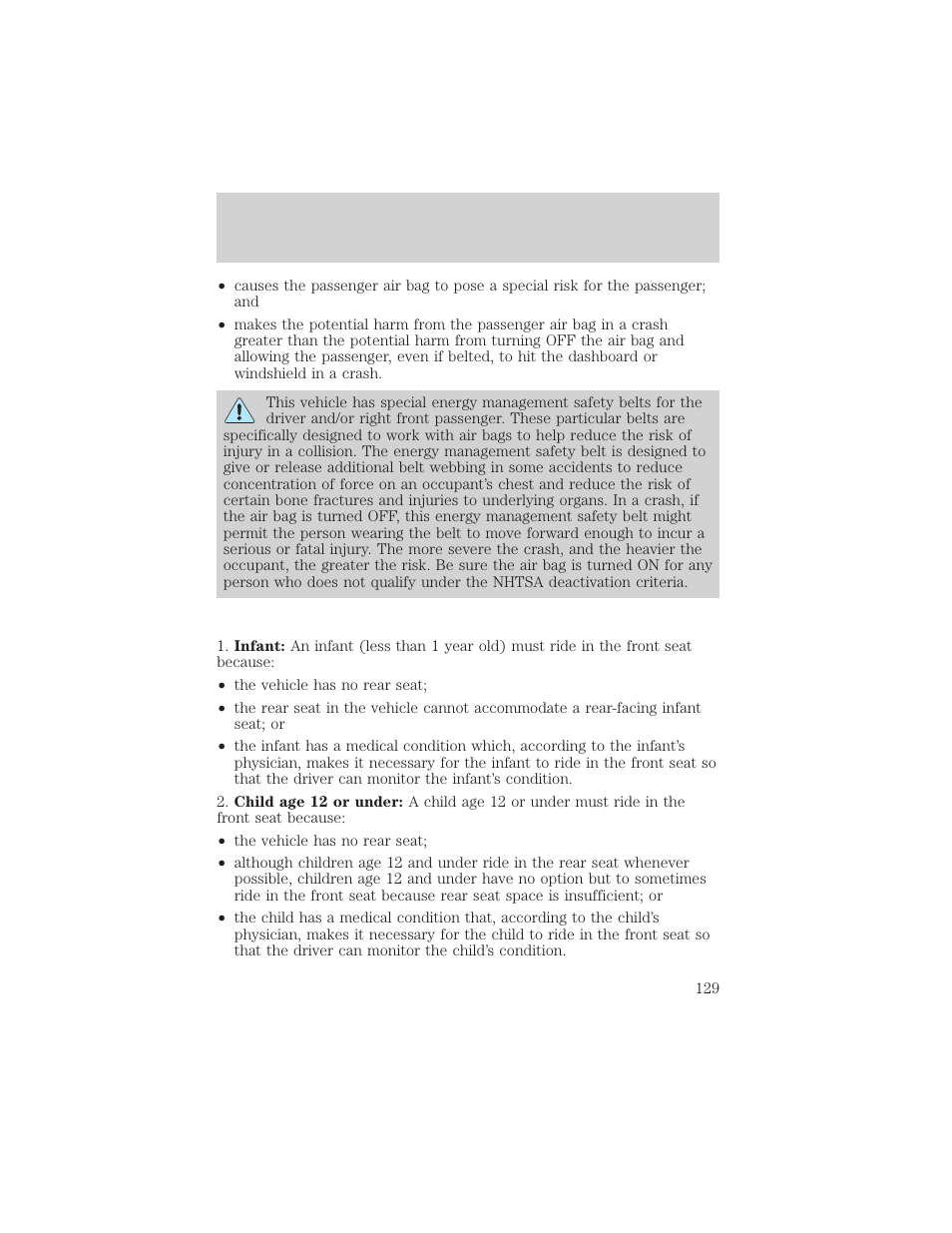 Seating and safety restraints | FORD 2002 Ranger v.2 User Manual | Page 129 / 288