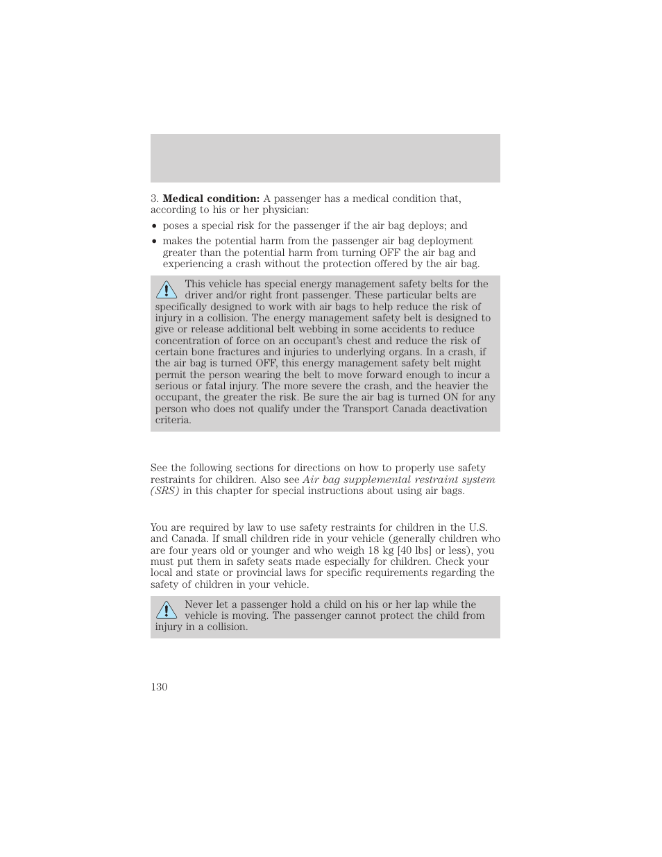 Seating and safety restraints | FORD 2002 Ranger v.2 User Manual | Page 130 / 288