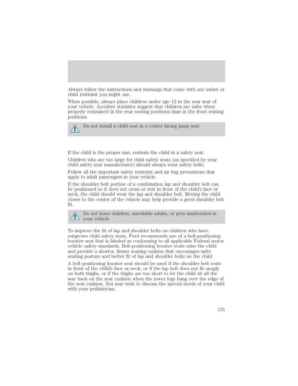 Seating and safety restraints | FORD 2002 Ranger v.2 User Manual | Page 131 / 288