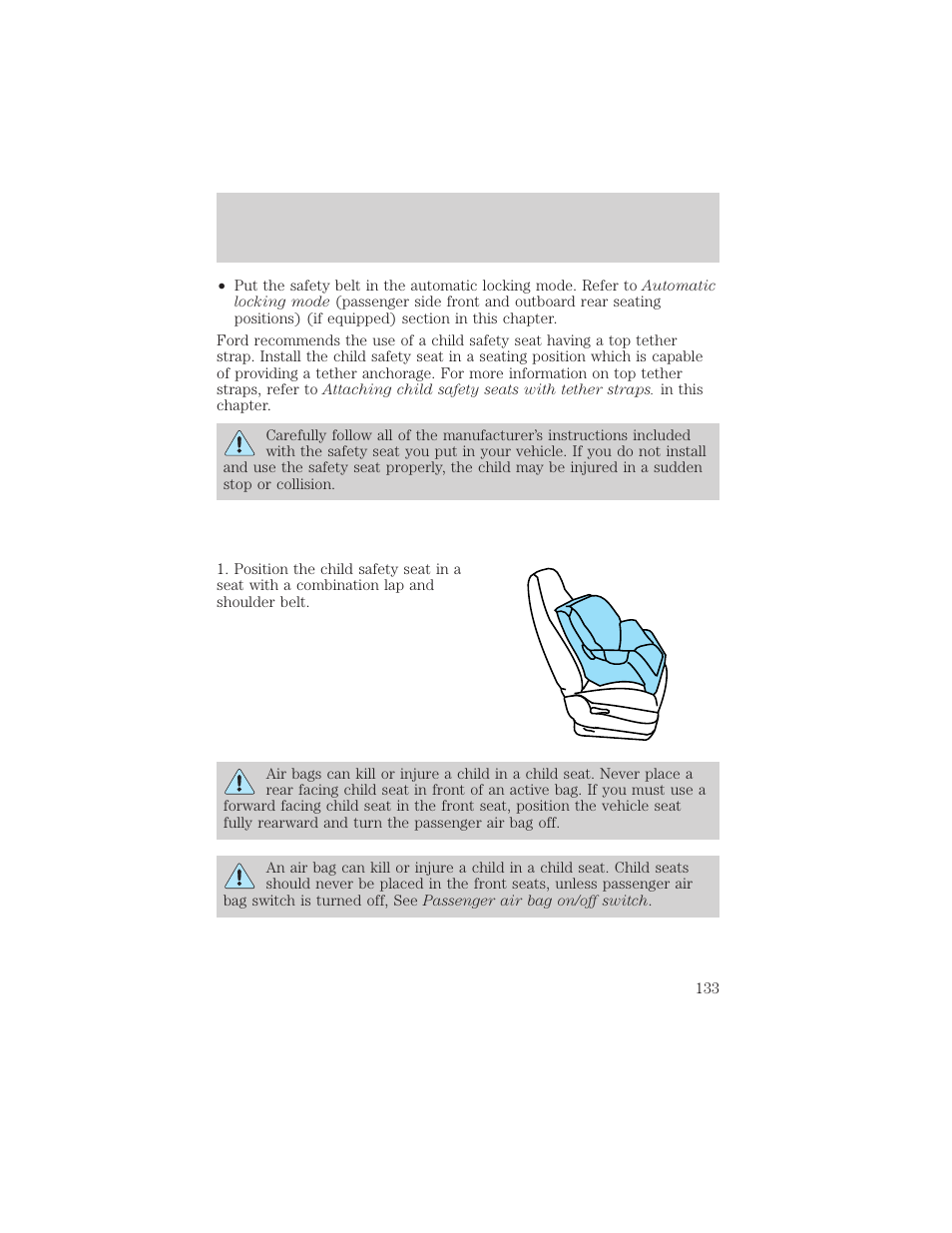 Seating and safety restraints | FORD 2002 Ranger v.2 User Manual | Page 133 / 288