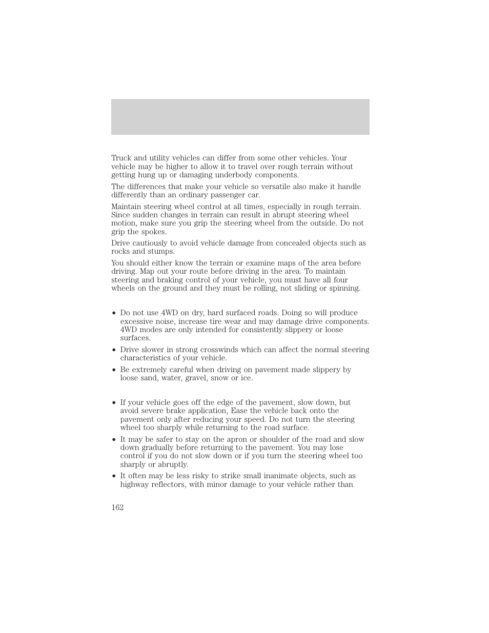 Driving | FORD 2002 Ranger v.2 User Manual | Page 162 / 288