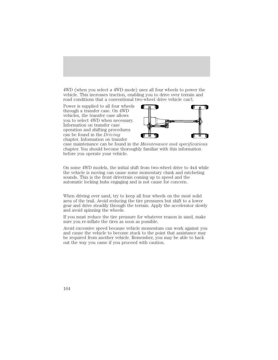 Driving | FORD 2002 Ranger v.2 User Manual | Page 164 / 288
