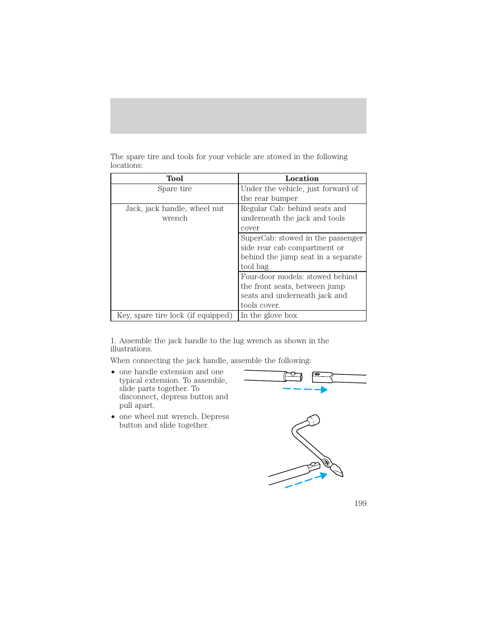 Roadside emergencies | FORD 2002 Ranger v.2 User Manual | Page 199 / 288