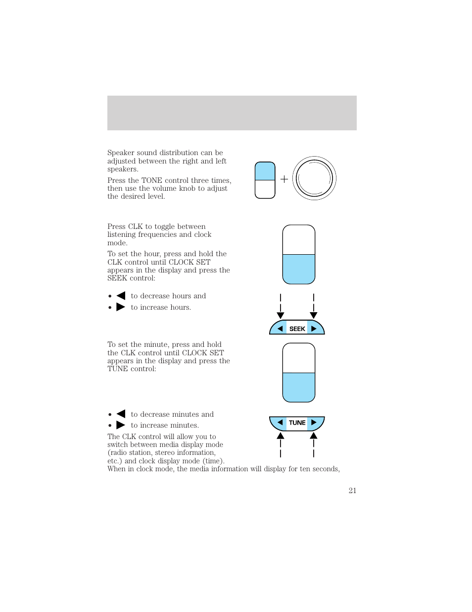 Tone clk tone clk, Entertainment systems | FORD 2002 Ranger v.2 User Manual | Page 21 / 288