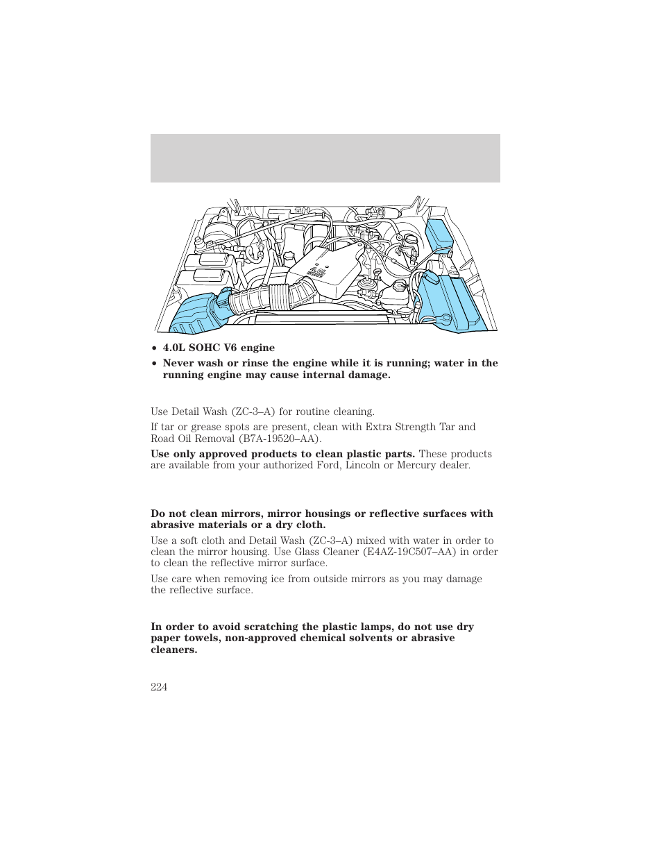 Cleaning | FORD 2002 Ranger v.2 User Manual | Page 224 / 288