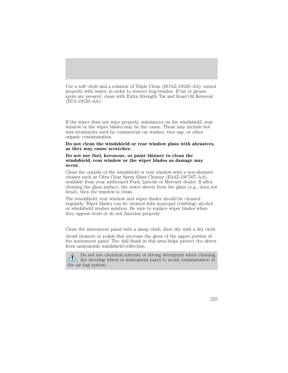 Cleaning | FORD 2002 Ranger v.2 User Manual | Page 225 / 288