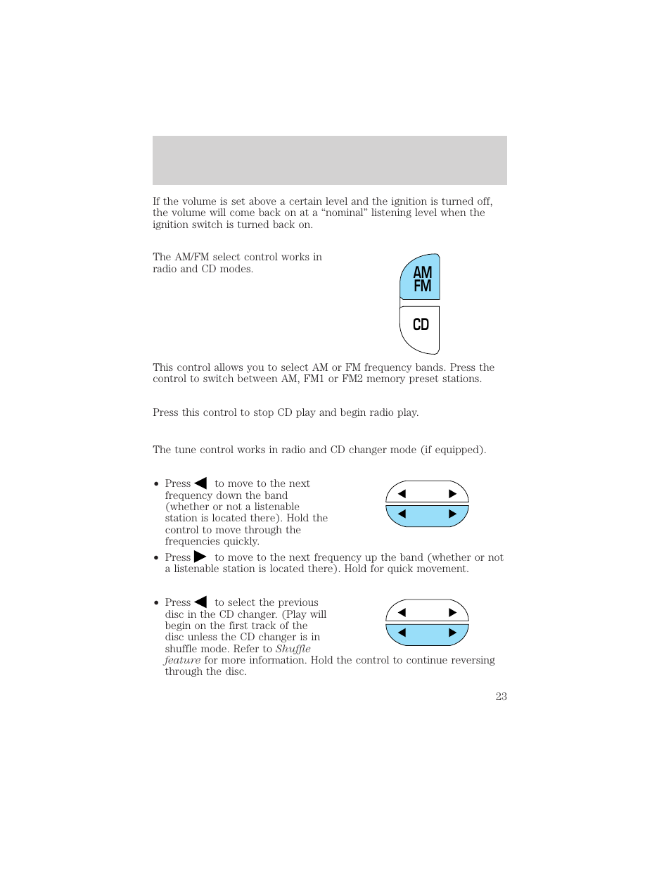 Cd am fm, Entertainment systems | FORD 2002 Ranger v.2 User Manual | Page 23 / 288