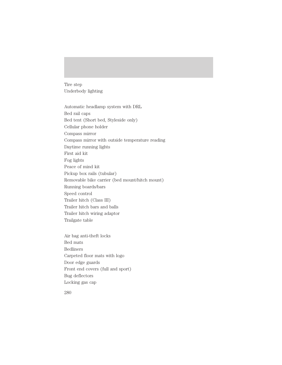 Accessories | FORD 2002 Ranger v.2 User Manual | Page 280 / 288