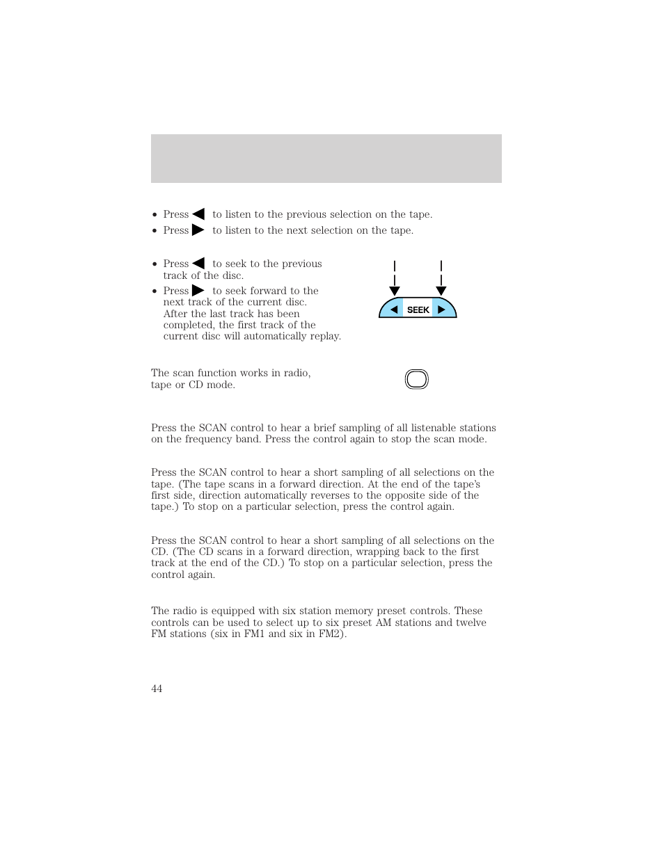 Entertainment systems | FORD 2002 Ranger v.2 User Manual | Page 44 / 288