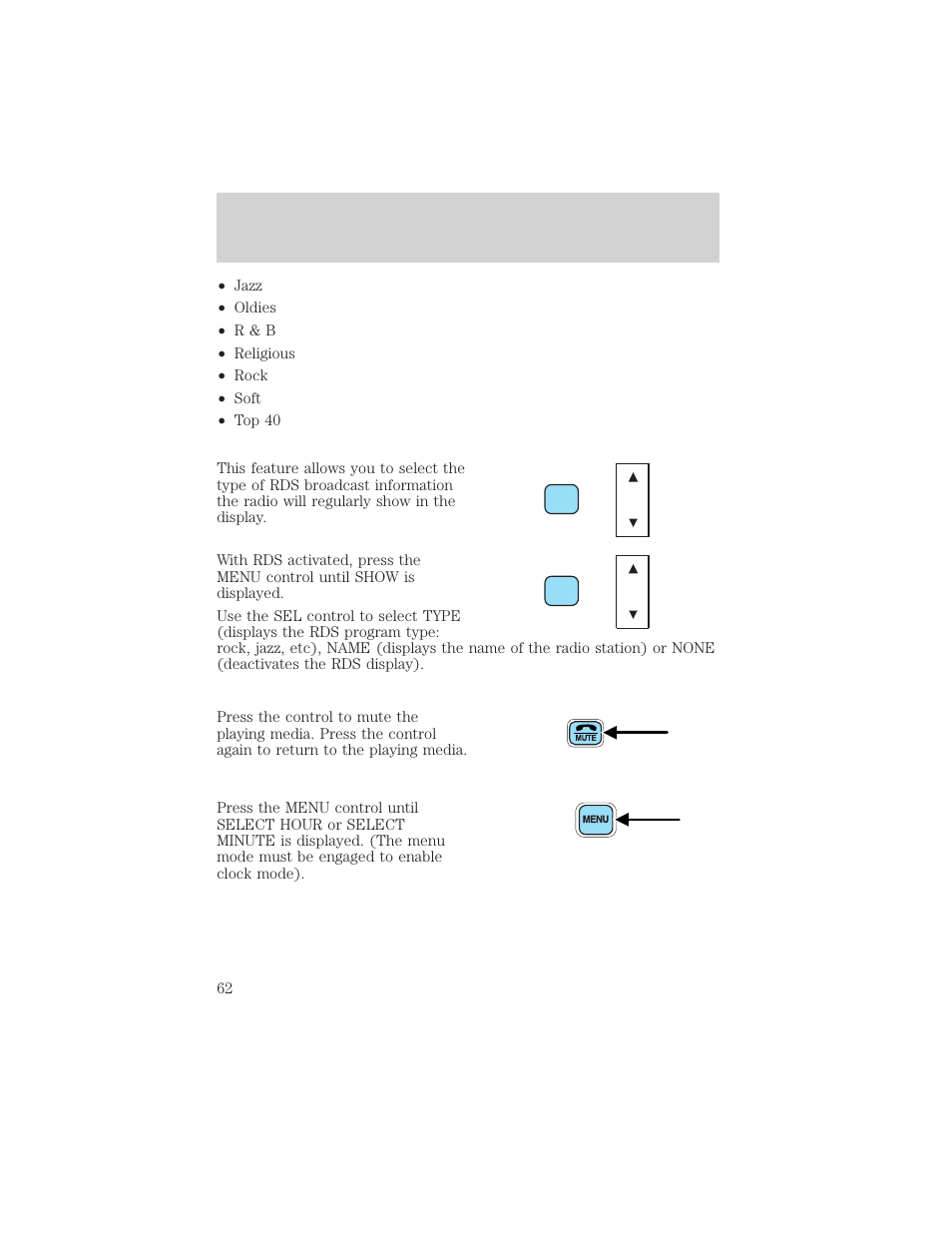 Entertainment systems | FORD 2002 Ranger v.2 User Manual | Page 62 / 288