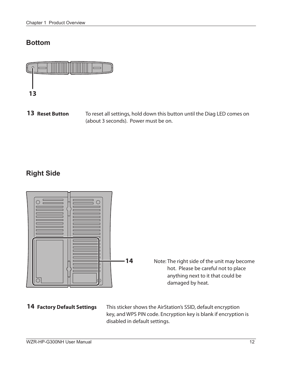 Right side 14, 13 bottom 13 | Buffalo Technology NFINITI WZR-HP-G300NH User Manual | Page 13 / 133