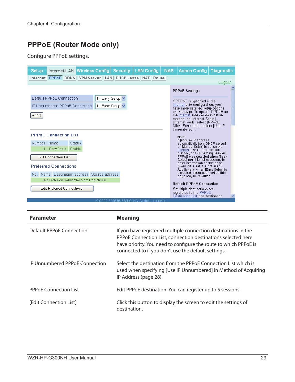 Pppoe (router mode only) | Buffalo Technology NFINITI WZR-HP-G300NH User Manual | Page 30 / 133