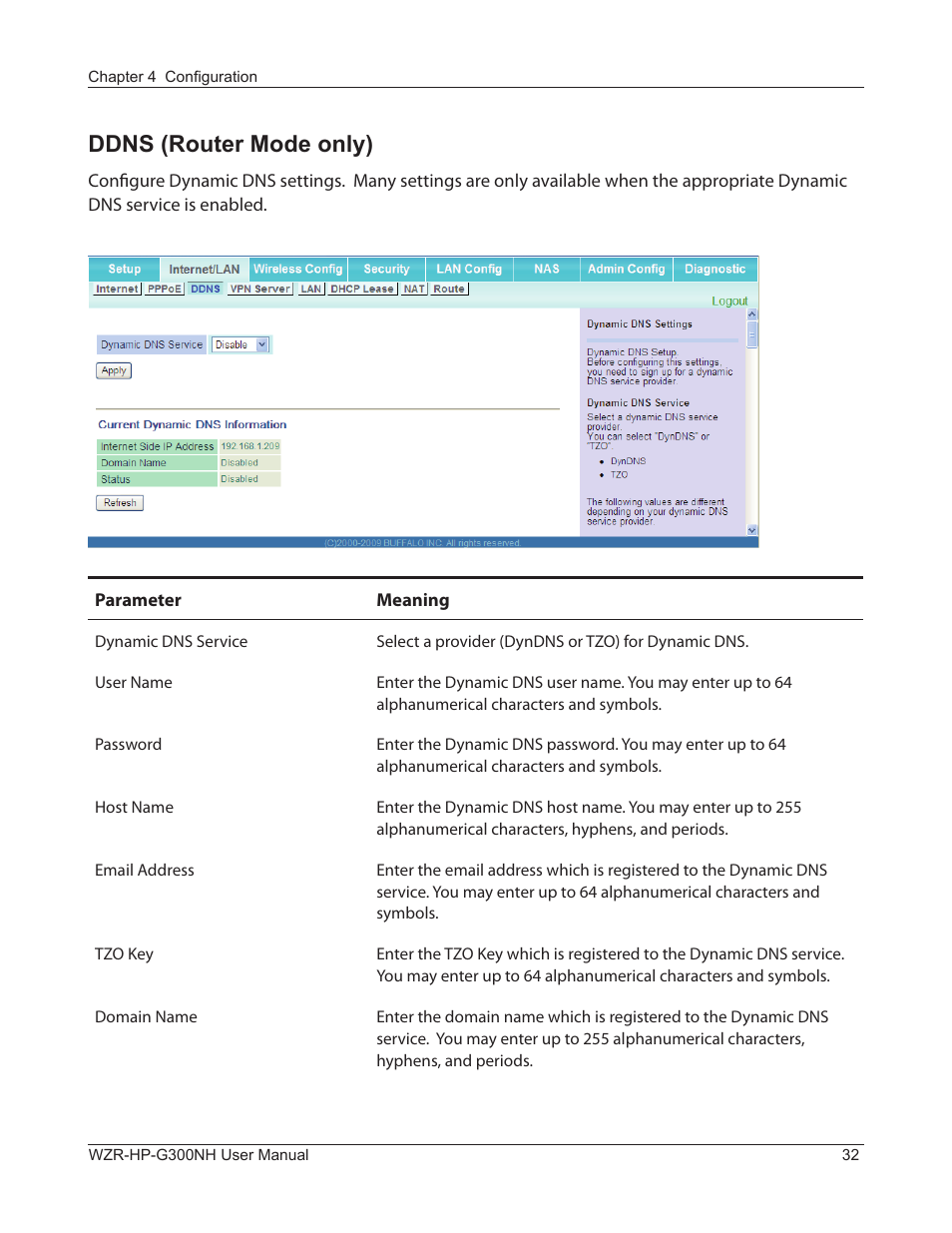 Ddns (router mode only) | Buffalo Technology NFINITI WZR-HP-G300NH User Manual | Page 33 / 133