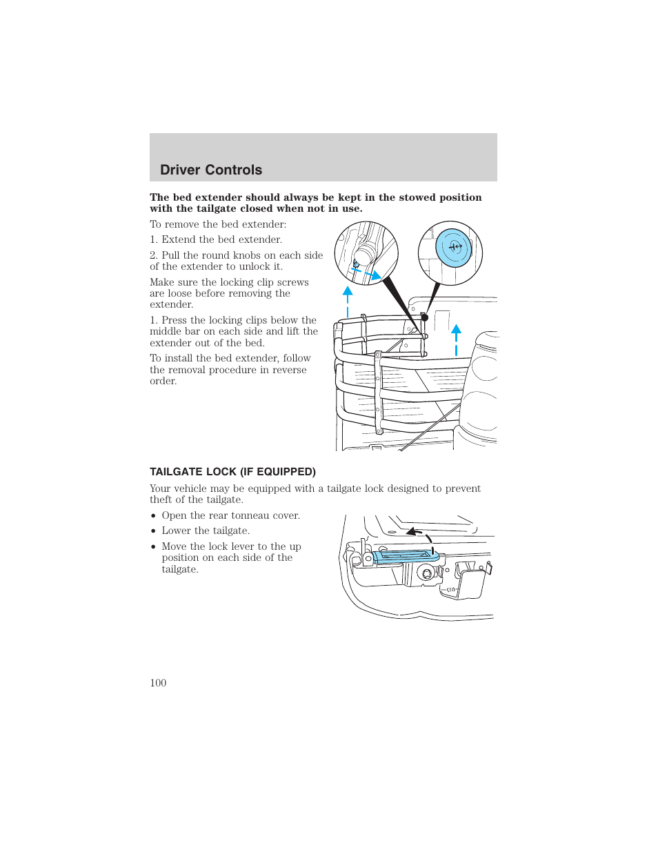 Driver controls | FORD 2002 Ranger v.3 User Manual | Page 100 / 296