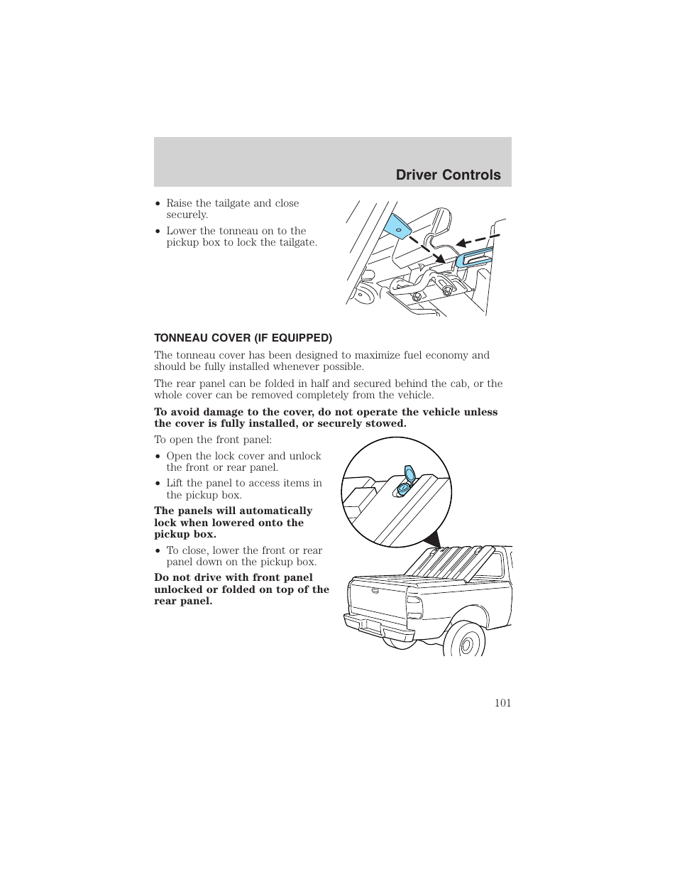Driver controls | FORD 2002 Ranger v.3 User Manual | Page 101 / 296