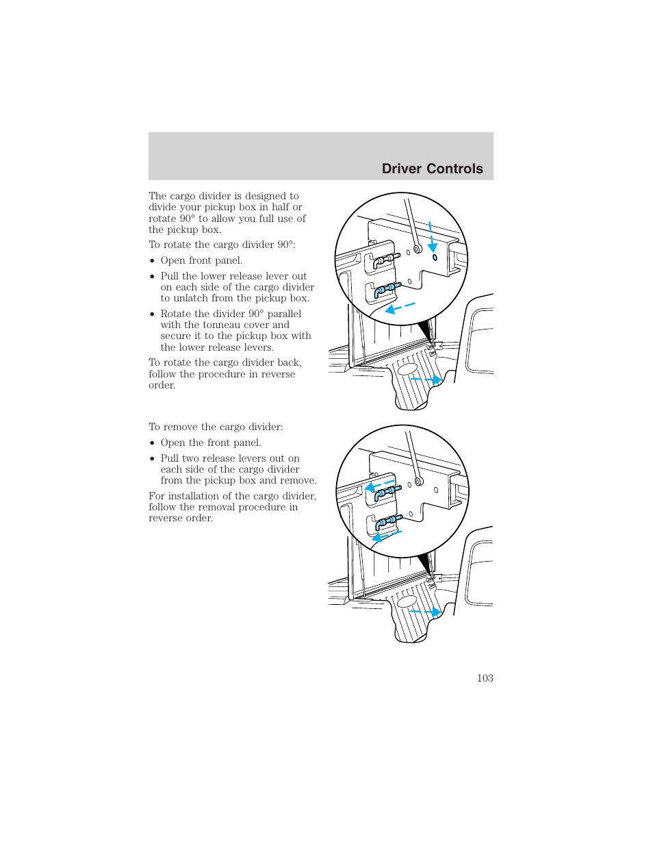 Driver controls | FORD 2002 Ranger v.3 User Manual | Page 103 / 296