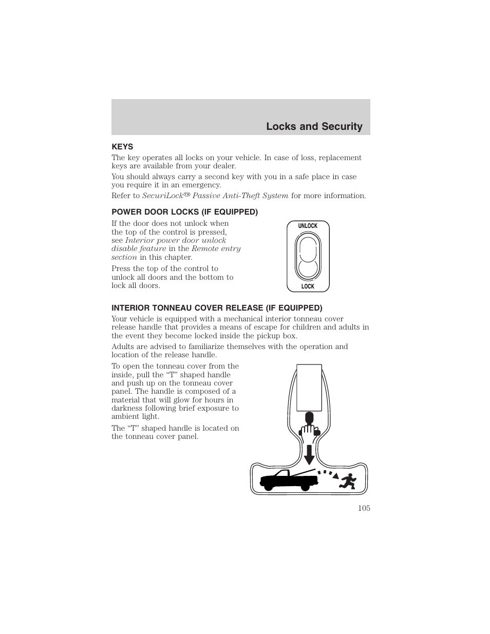 Locks and security | FORD 2002 Ranger v.3 User Manual | Page 105 / 296