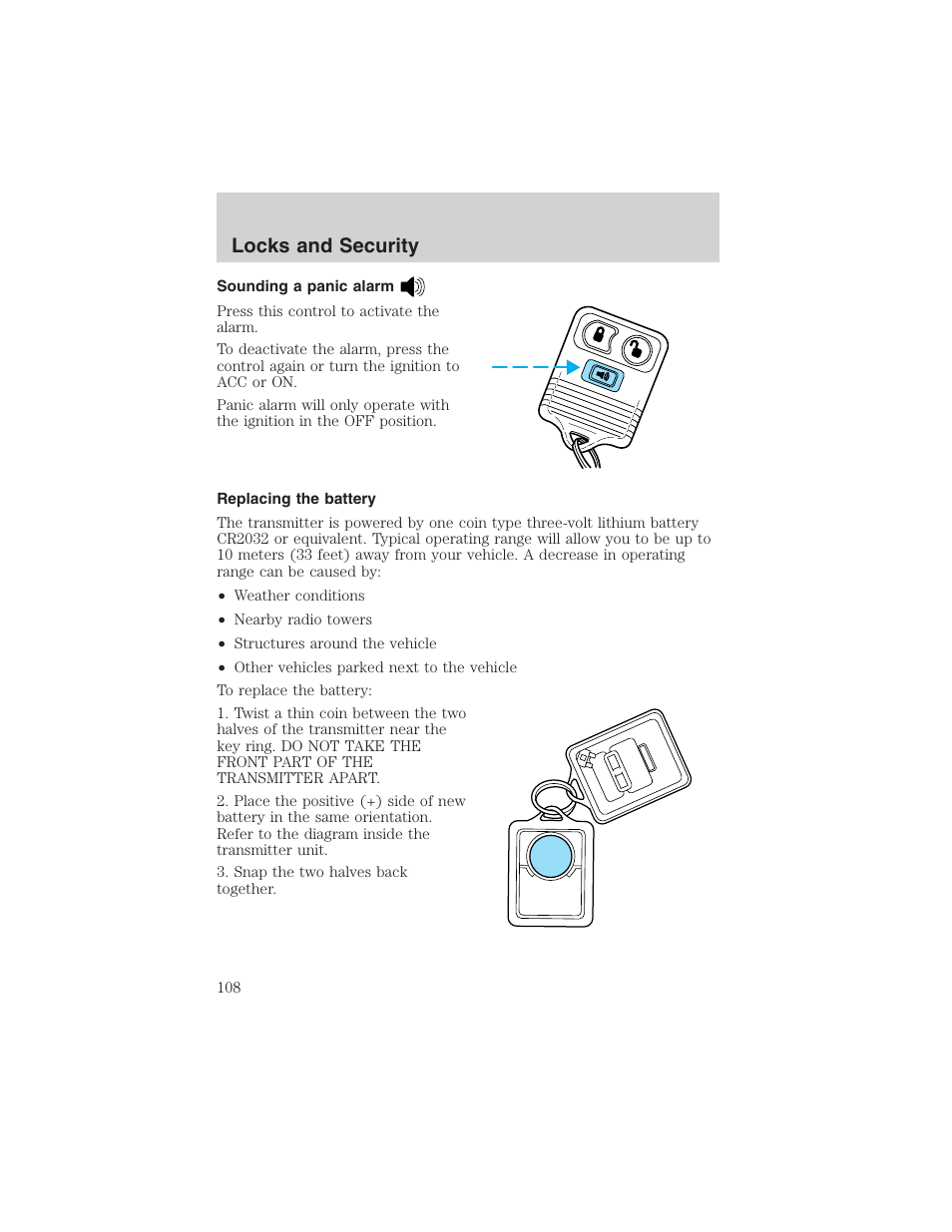 Locks and security | FORD 2002 Ranger v.3 User Manual | Page 108 / 296