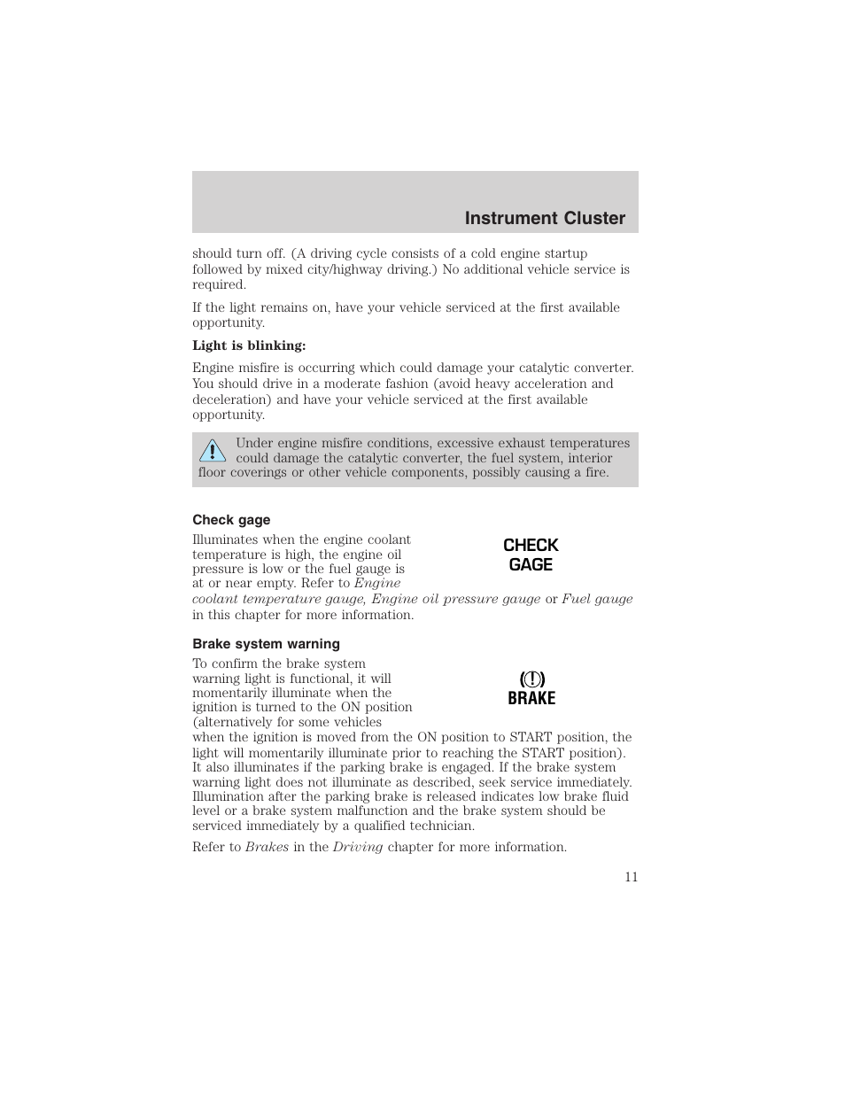 Instrument cluster | FORD 2002 Ranger v.3 User Manual | Page 11 / 296
