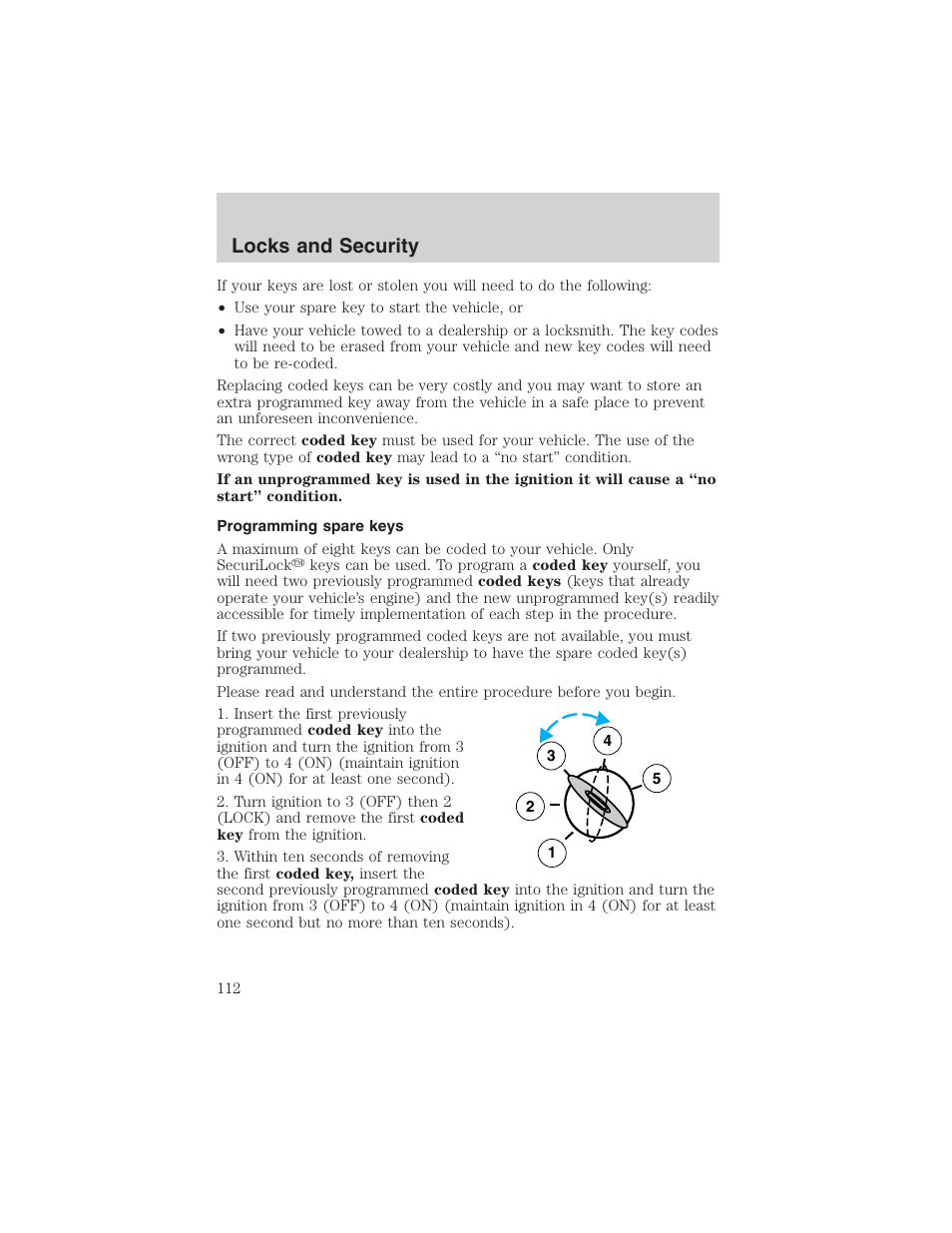 Locks and security | FORD 2002 Ranger v.3 User Manual | Page 112 / 296
