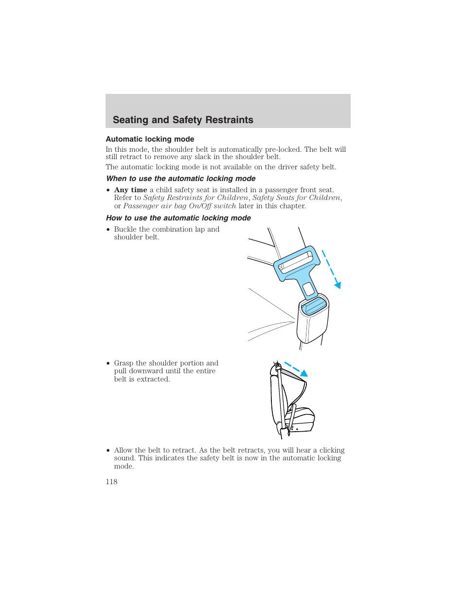 Seating and safety restraints | FORD 2002 Ranger v.3 User Manual | Page 118 / 296