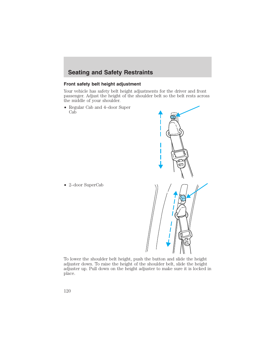 Seating and safety restraints | FORD 2002 Ranger v.3 User Manual | Page 120 / 296