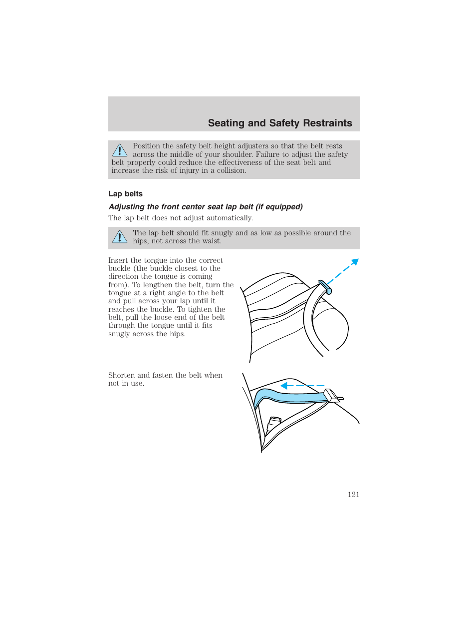 Seating and safety restraints | FORD 2002 Ranger v.3 User Manual | Page 121 / 296