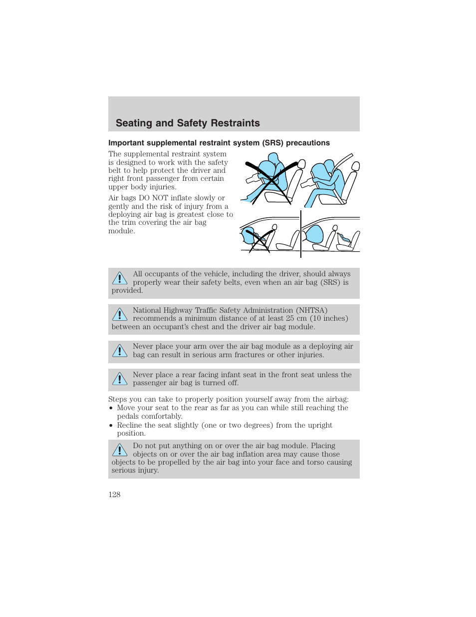 Seating and safety restraints | FORD 2002 Ranger v.3 User Manual | Page 128 / 296