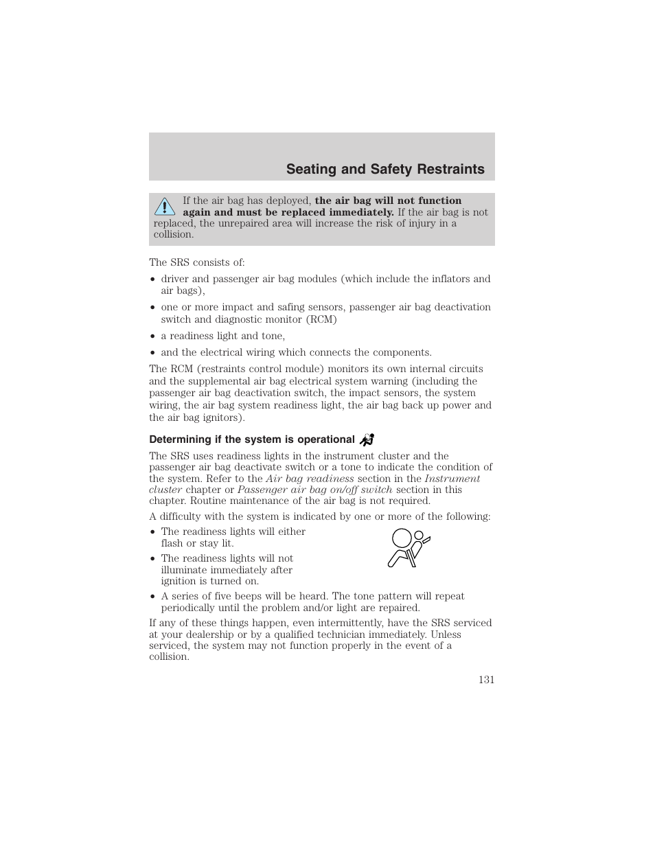 Seating and safety restraints | FORD 2002 Ranger v.3 User Manual | Page 131 / 296