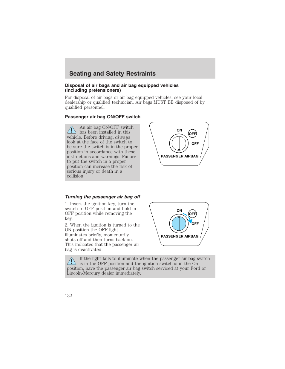 Seating and safety restraints | FORD 2002 Ranger v.3 User Manual | Page 132 / 296