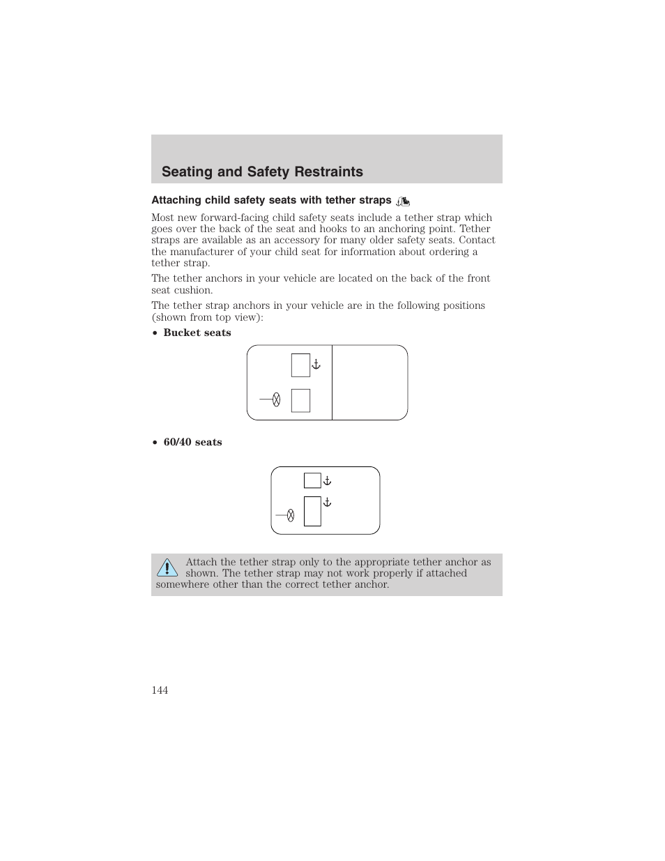 Seating and safety restraints | FORD 2002 Ranger v.3 User Manual | Page 144 / 296