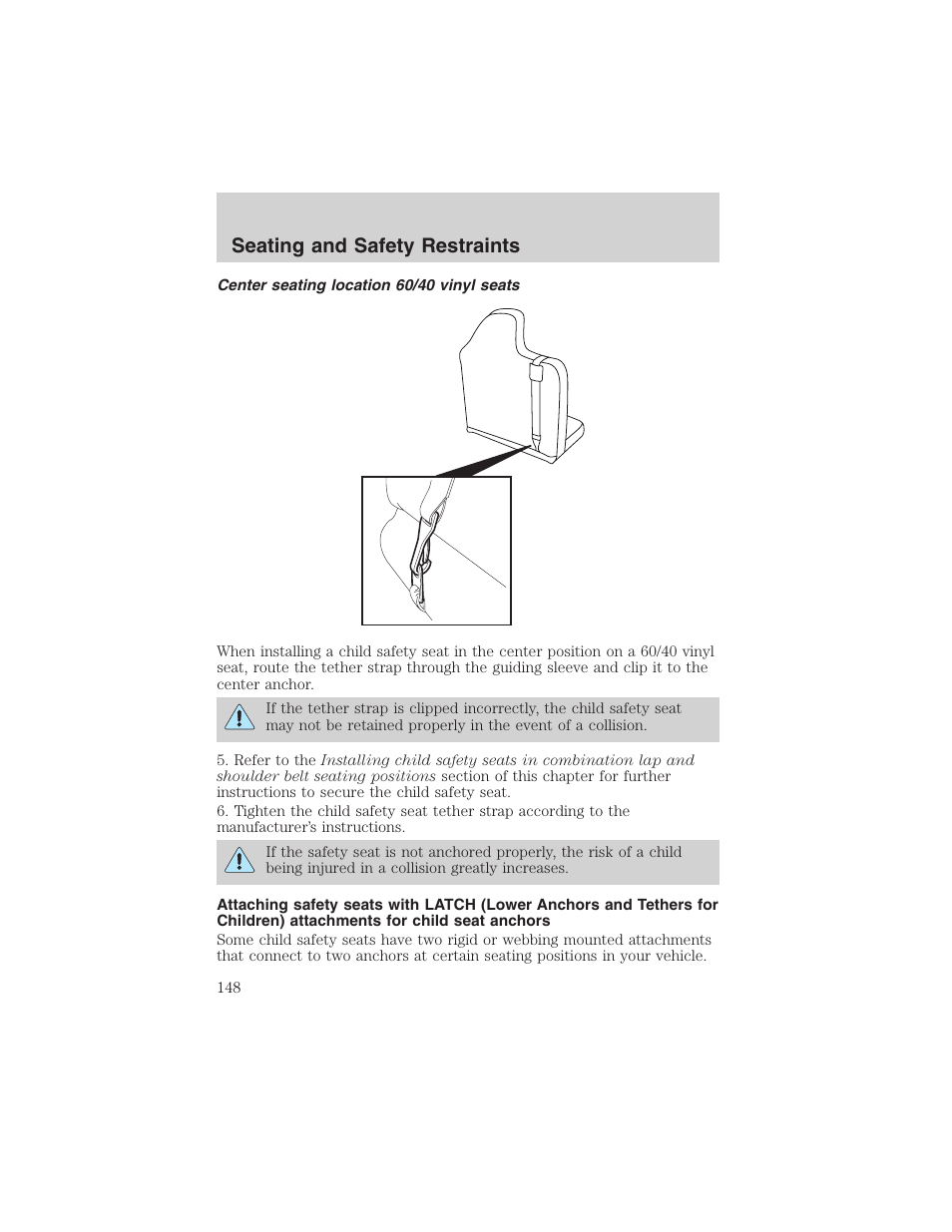 Seating and safety restraints | FORD 2002 Ranger v.3 User Manual | Page 148 / 296