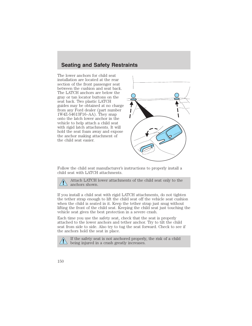 Seating and safety restraints | FORD 2002 Ranger v.3 User Manual | Page 150 / 296