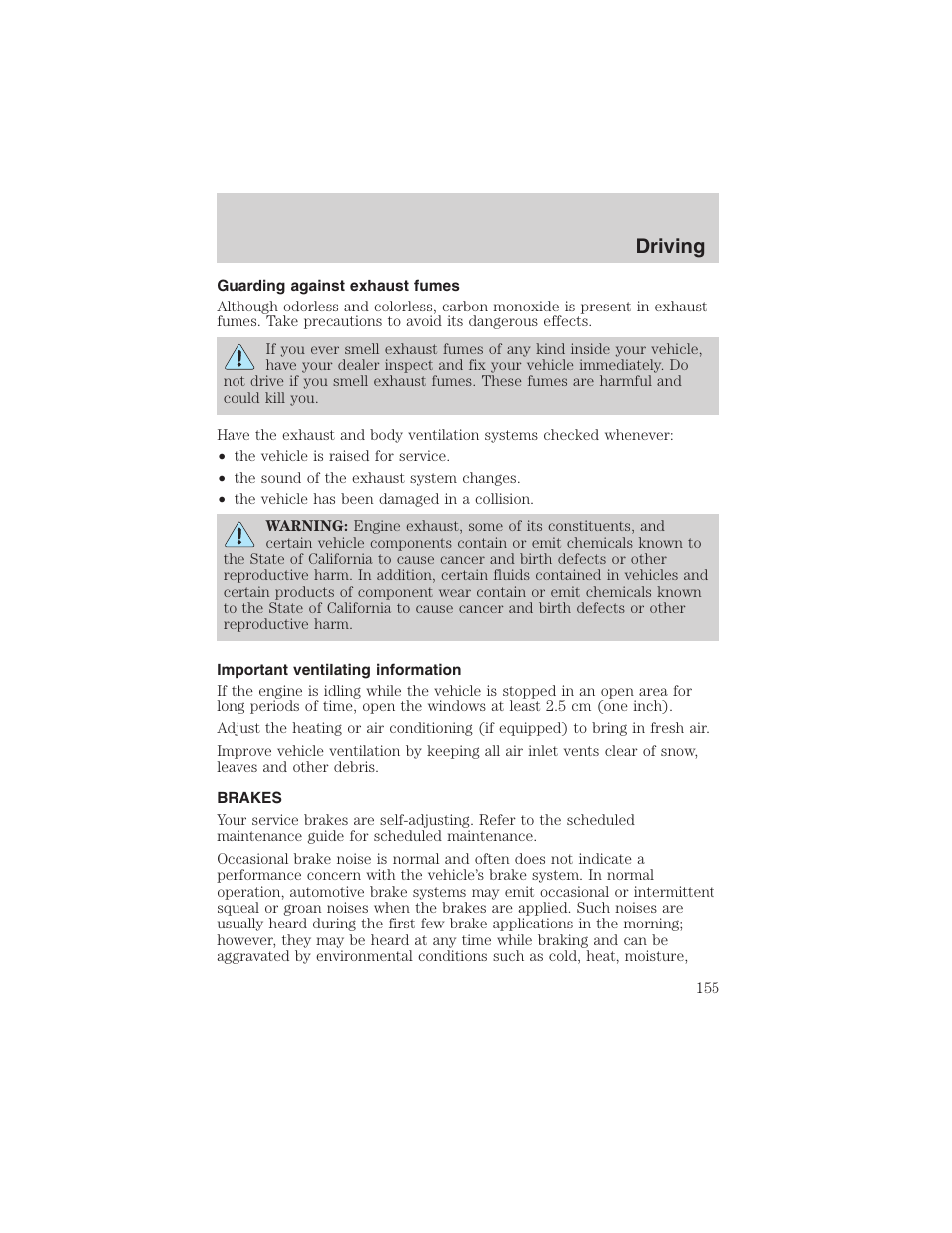 Driving | FORD 2002 Ranger v.3 User Manual | Page 155 / 296